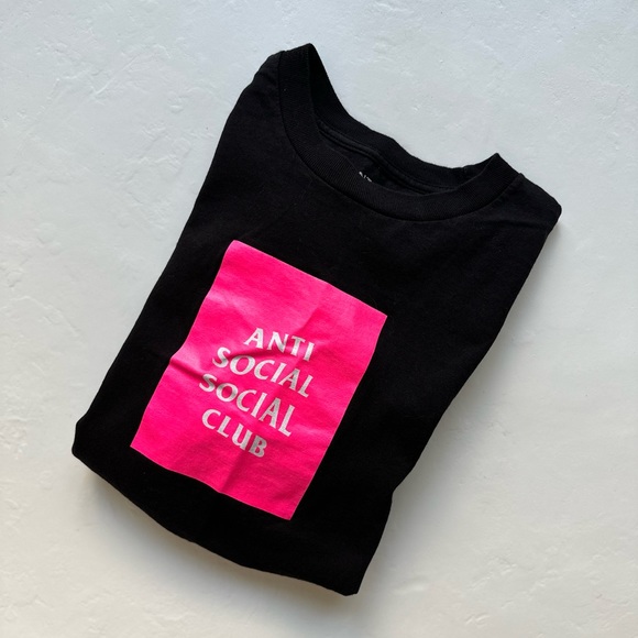 Anti Social Social Club Box Logo Tee | Black and Pink | Size Medium - Picture 6 of 6